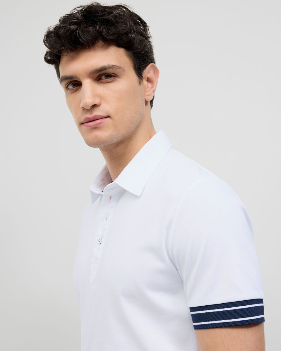 Stripe Travel Polo, White, hi-res